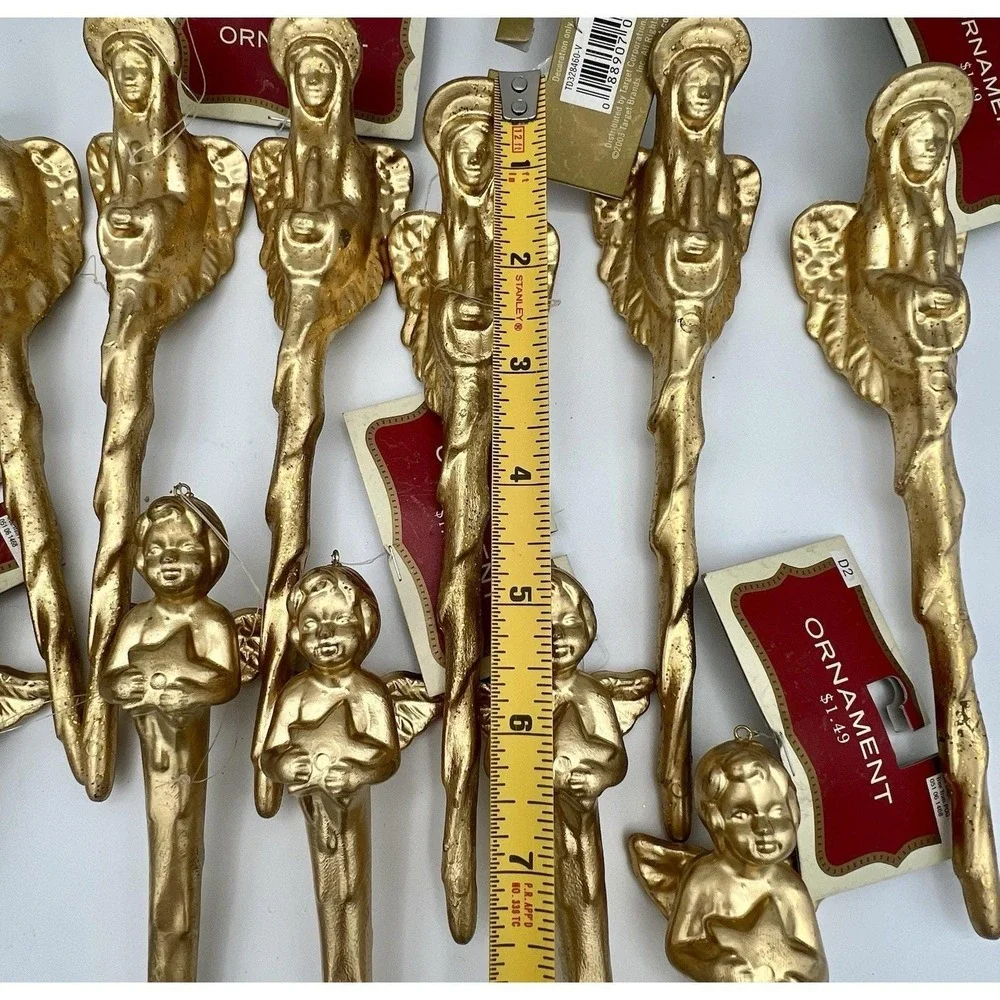 2003 Gold Angel & Virgin Mary Icicle Ornaments 7.5 - 8